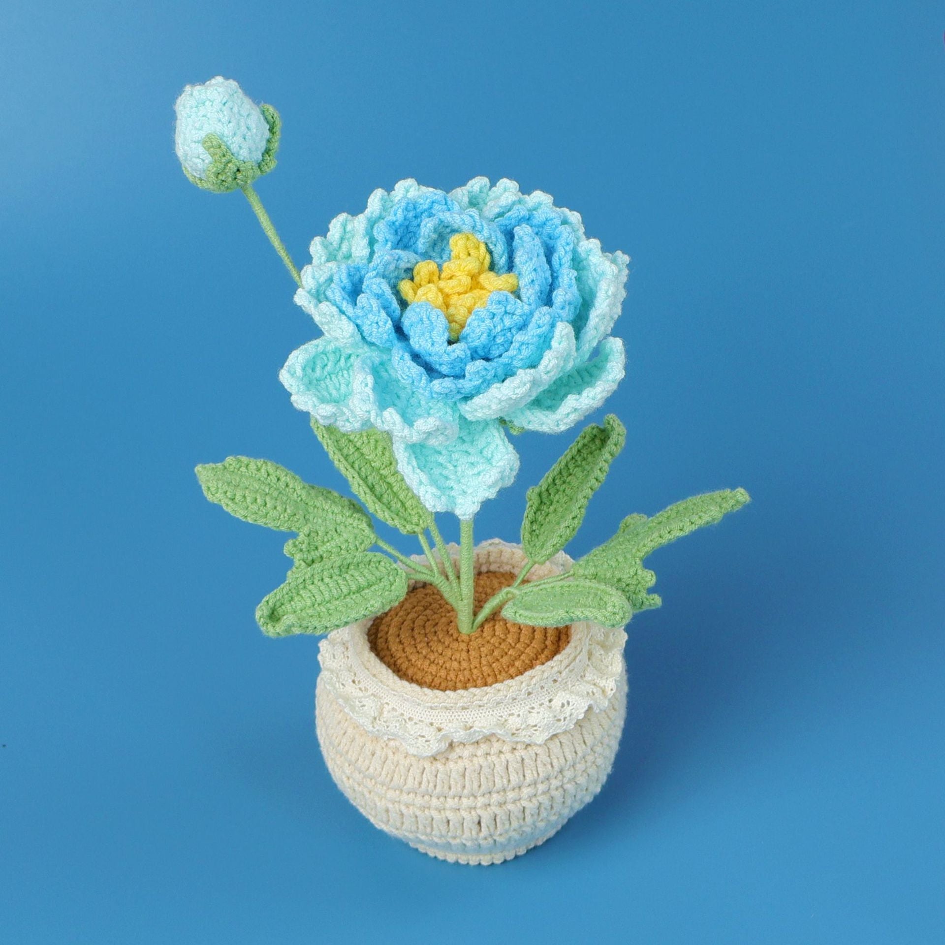 Finished Handmade Wool Woven Home Decoration Tulip Potted Plant