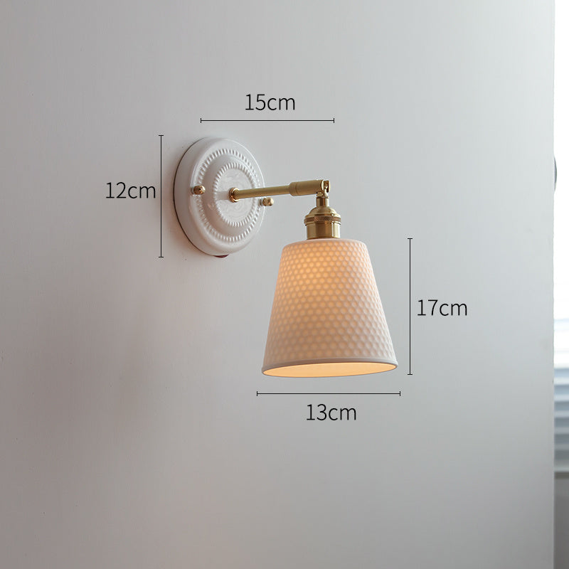 Ceramic Nordic Bedroom Bedside Full Copper Wall Lamp
