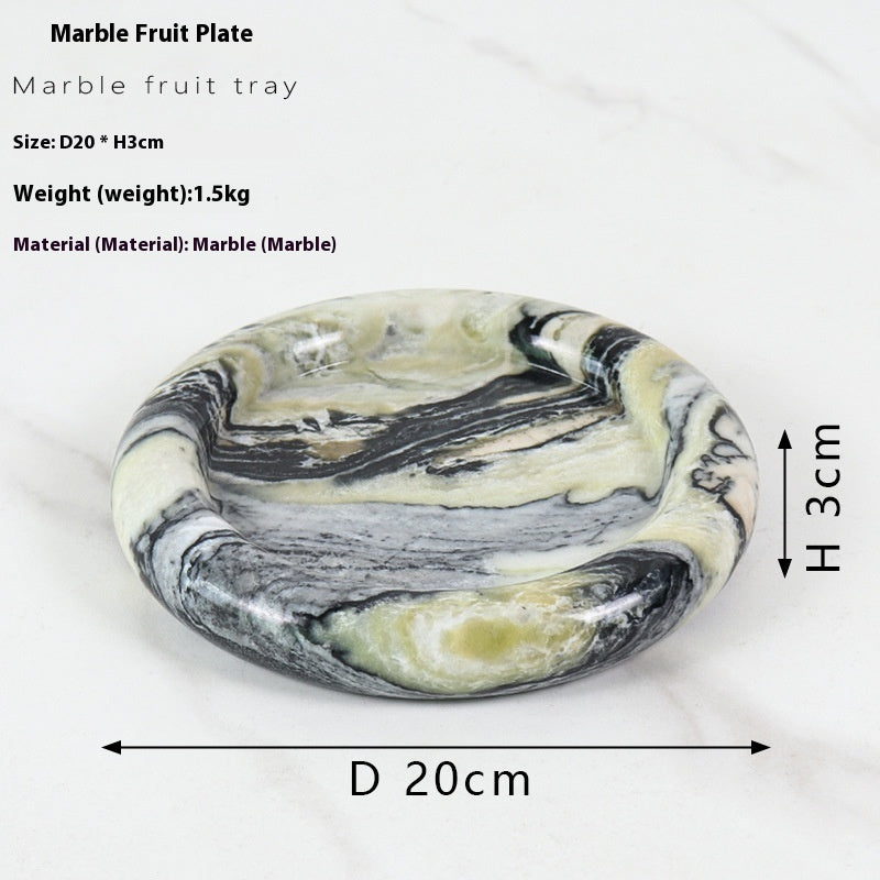 Household Fashion Natural Marble Round Fruit Plate