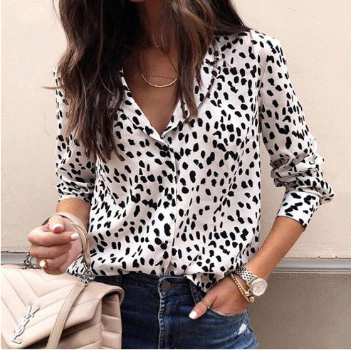 Leopard Print All-matching Shirt Women's Chiffon Shirt