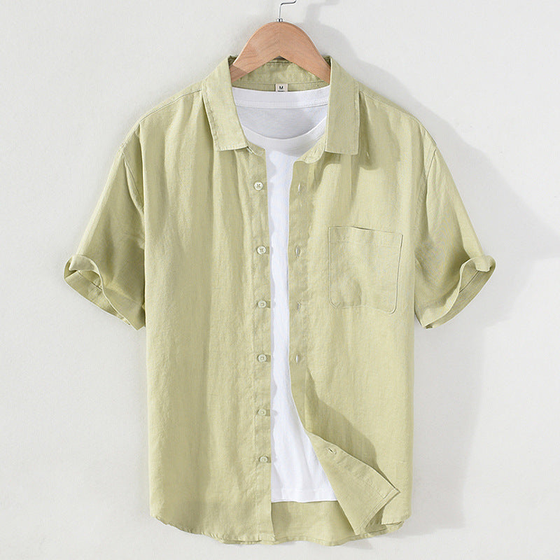 Men's Summer Short Sleeve Pure Linen Shirt