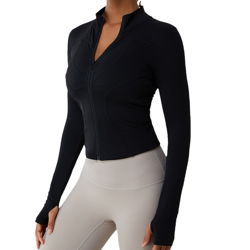 Women's New Fleece-lined Yoga Exercise Jacket Long-sleeved Yoga Clothing Top