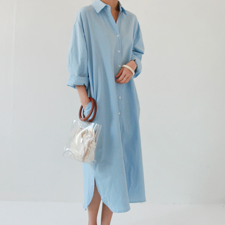 Loose Long Sleeve Cardigan Cotton And Linen Shirt Skirt