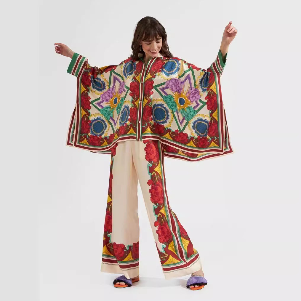 Fashion Women's Stand Collar Irregular Top Trousers Suit