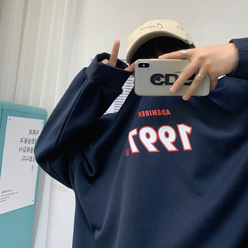 Round Neck Thin Long-sleeved Korean Style Hong Kong Style Loose All-match Sweater