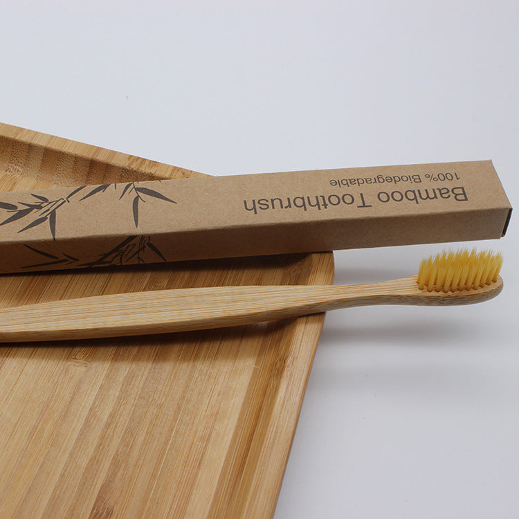 Hotel Homestay Log Brush Bamboo Carbon Hair Bristle Non-disposable Toothbrush