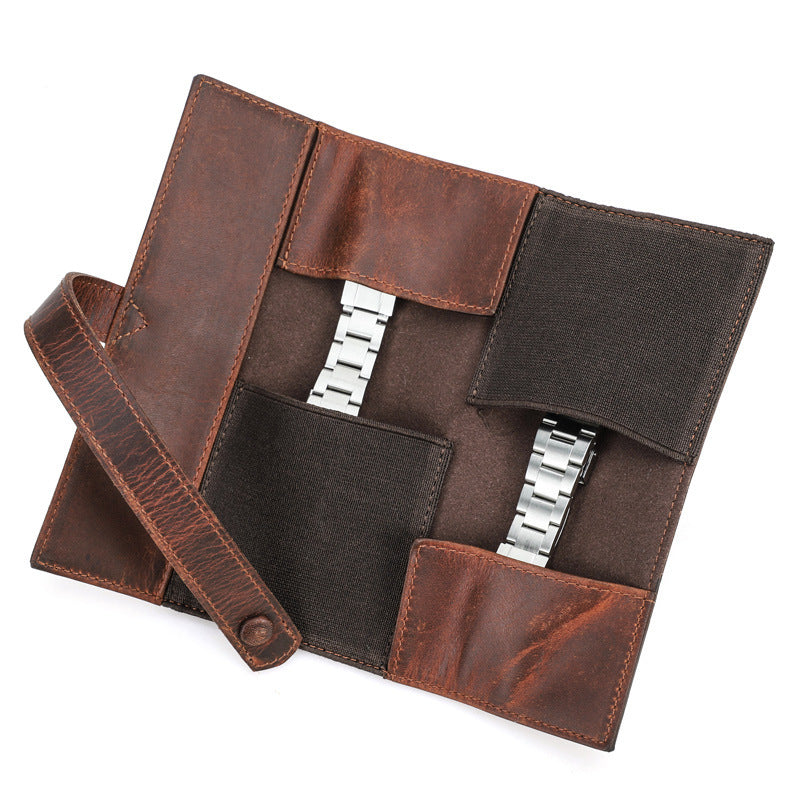 Fashion Retro Crazy Horse Leather Buckle Casual Watch Buggy Bag