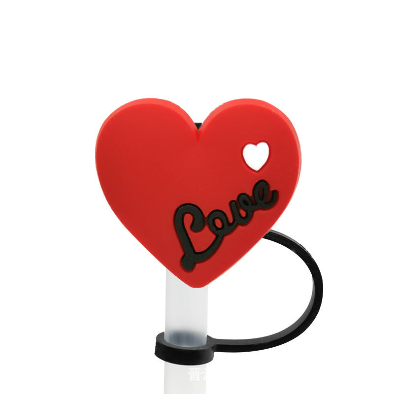 Straw Mouthpiece Silicone Dust Plug Decorative Buckle Clip Personalized Letter Label