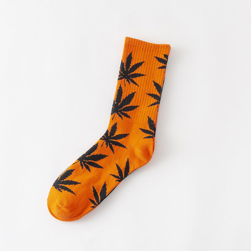 Women's Leaves Are Cotton Middle Tube Socks Thick