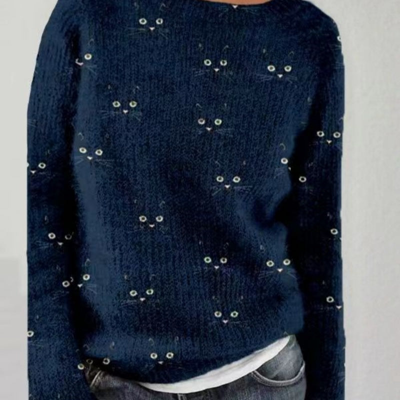 Women's Loose Printed Fleece Pullover Autumn And Winter Outer Wear