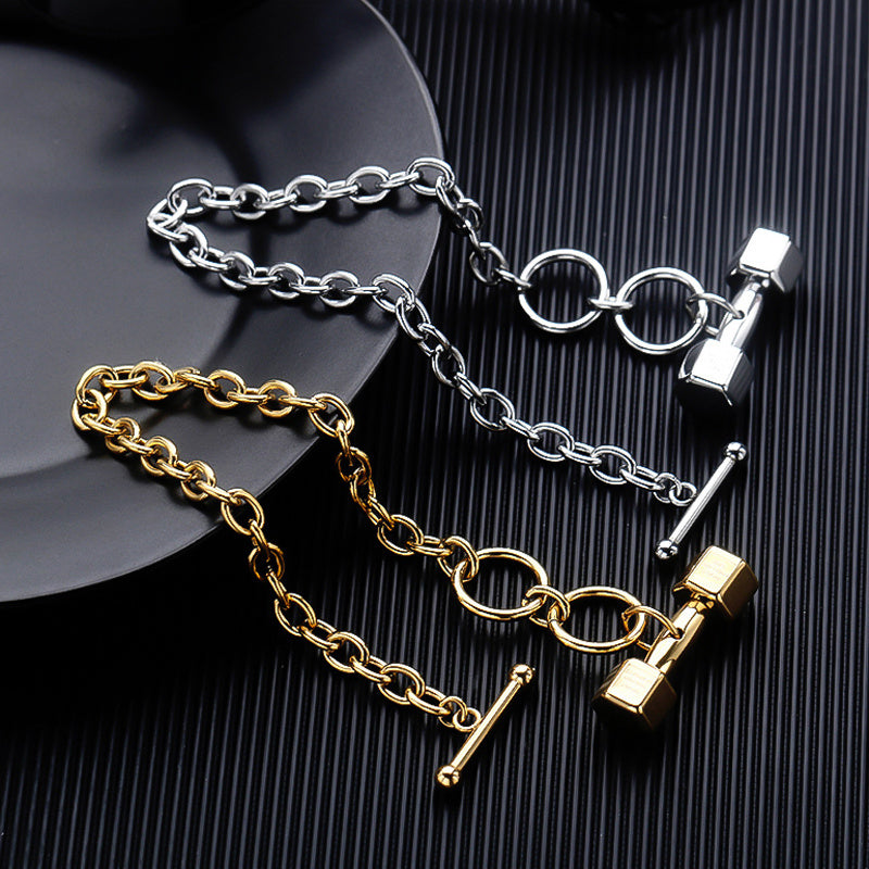 Hip Hop Cuban Titanium Steel Dumbbell Bracelet Fitness