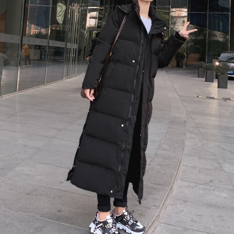 Korean style loose padded padded jacket over the knee mid-length padded padded jacket