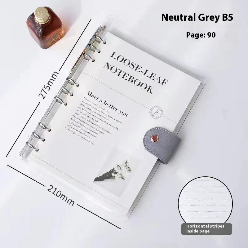 Simple Transparent Pvc Transparent Shell Loose Spiral Notebook Removable