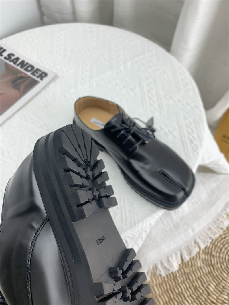 English Style Horseshoe Flat Sole Small Leather Shoes For Women