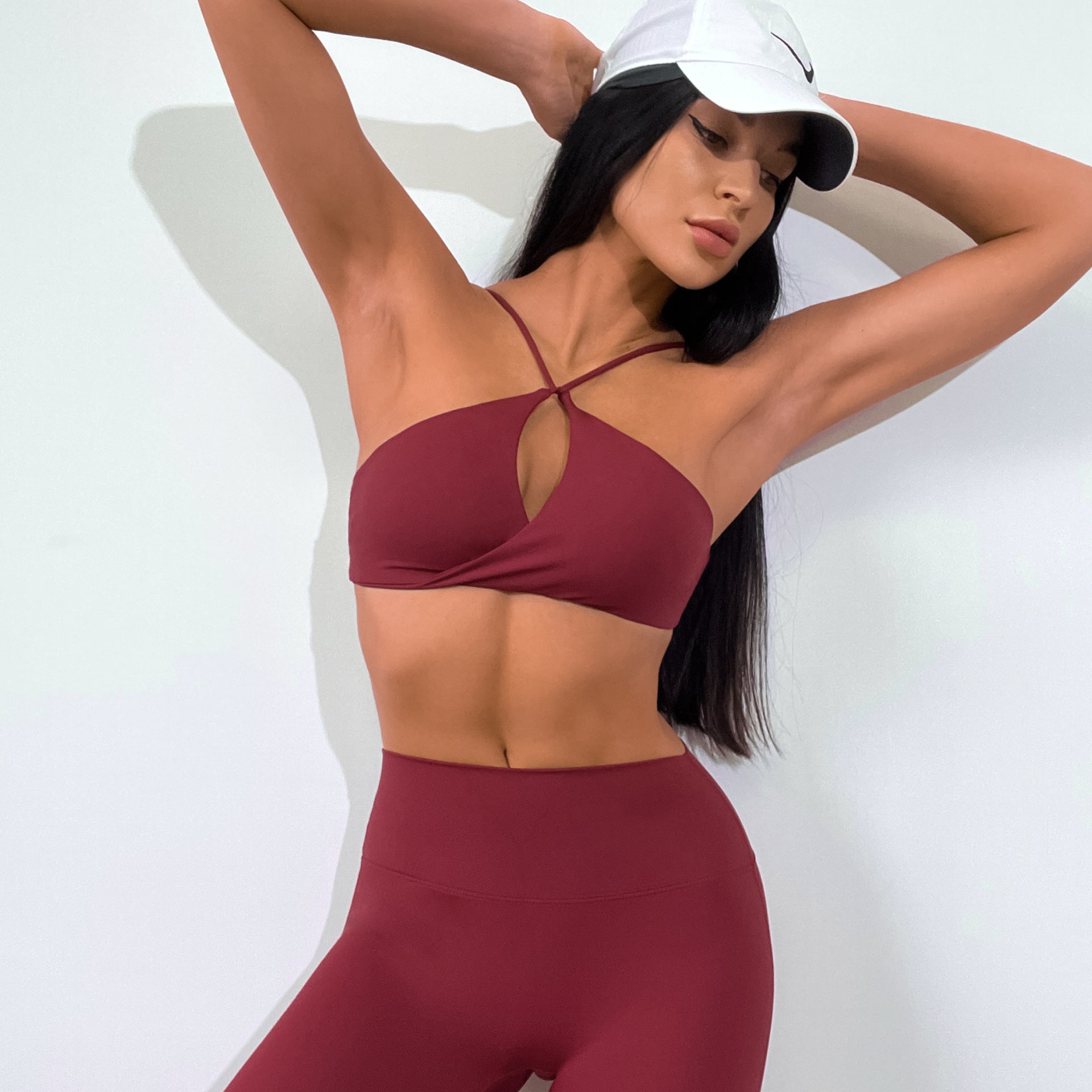 Irregular Hip Lifting Pleated Trousers Yoga Suit