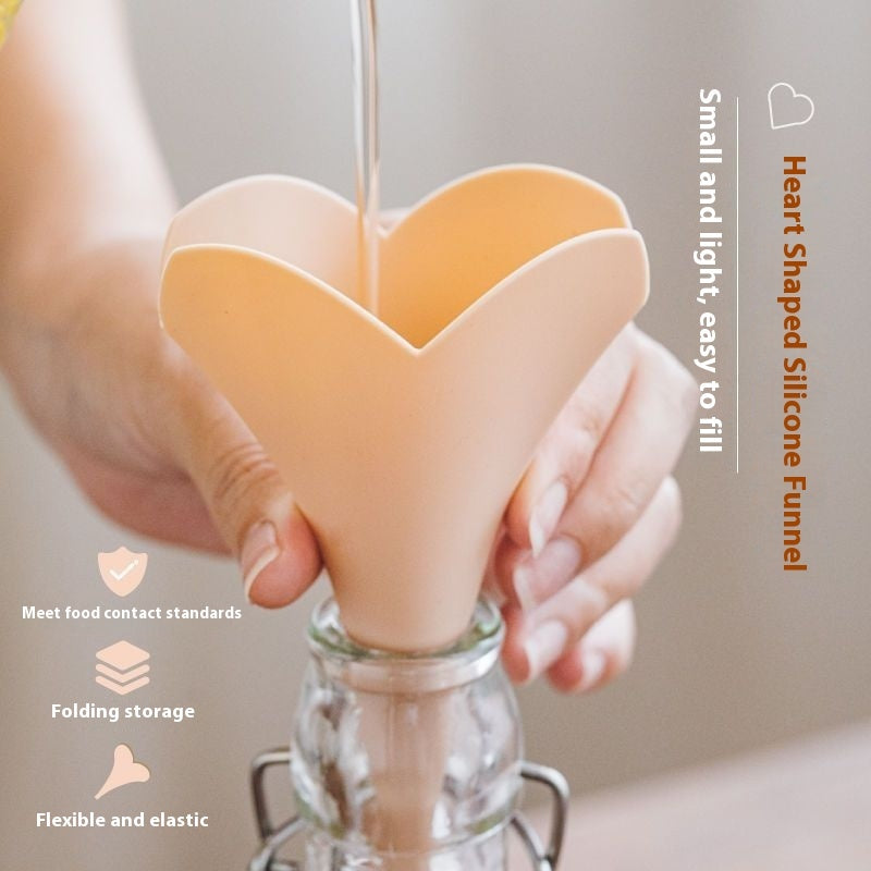 Heart-shaped Silicone Funnel Household Fan-shaped Large Diameter Multifunctional