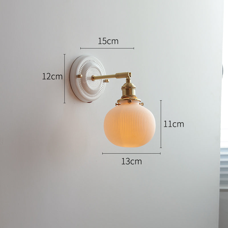 Ceramic Nordic Bedroom Bedside Full Copper Wall Lamp