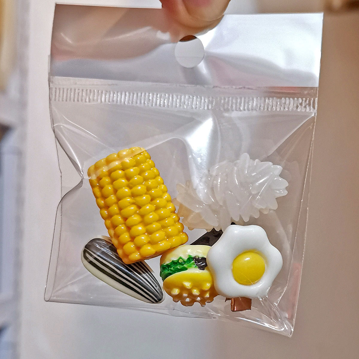 Rice, Poached Eggs, Melon Seeds, Corn Clip, Super Cute Simulation Food Mini Clip