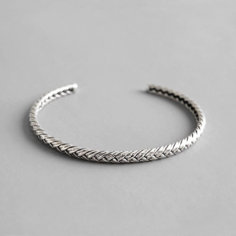 925 Sterling Silver Woven Pattern Adjustable Bracelet