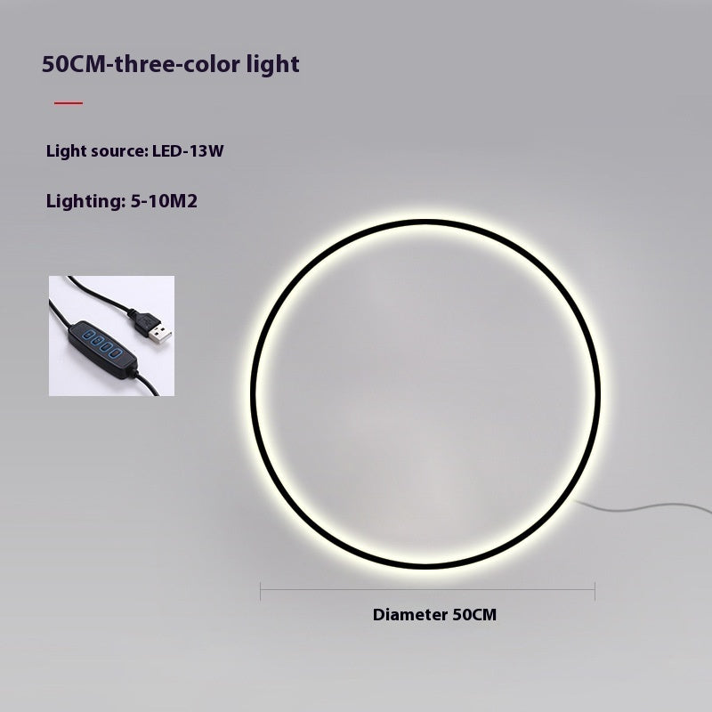 Minimalist Round Bedroom Bedside Lamp Wireless Living Room Sofa Background Wall Hotel Decorative Wall Lamp