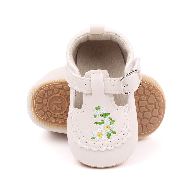 Baby Embroidered PU Leather Soft Bottom Non-slip Toddler Shoes