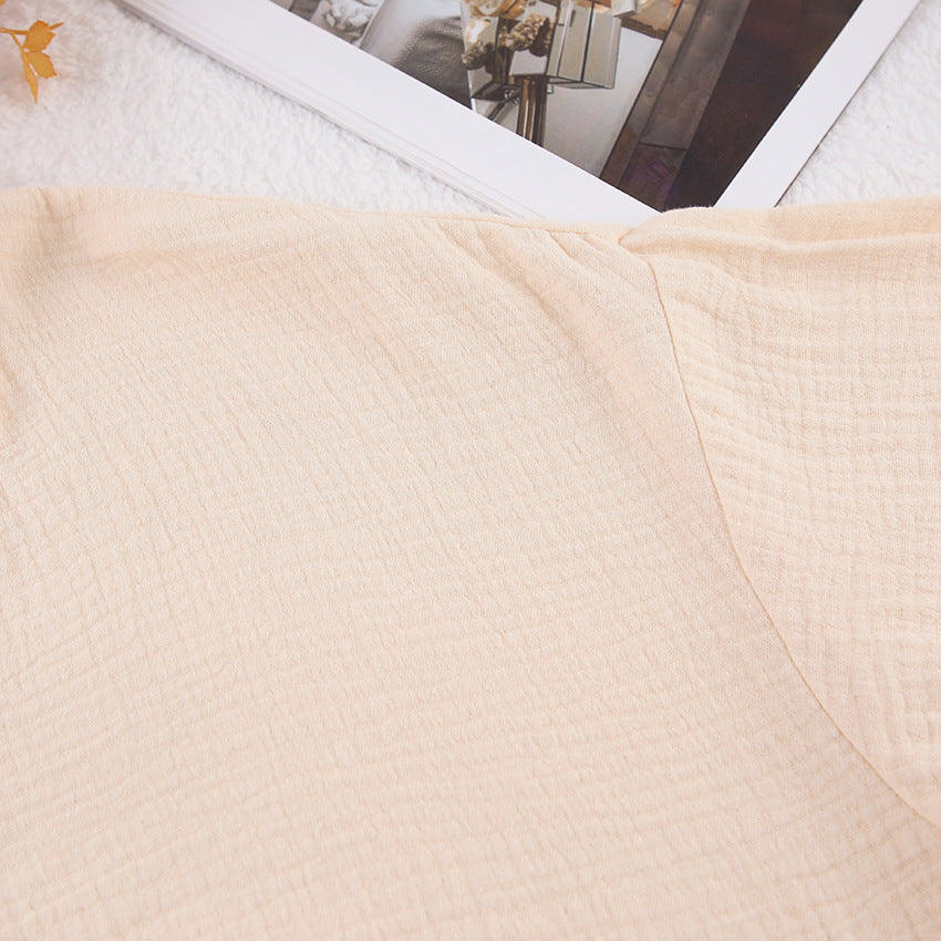 Shirt Double-layer Crepe Loose Long Sleeve Trousers Suit