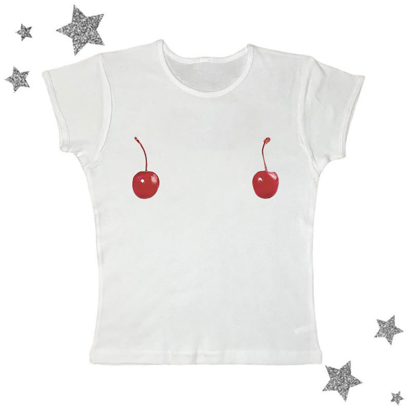 Cherry Print Girl Baby T-shirt Street Sleeveless