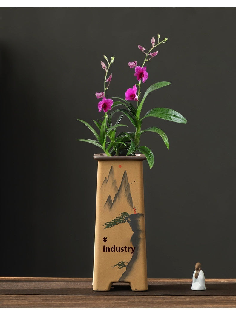 Purple Sand Retro Clivia Special Bonsai High Leg Plant Pot Home Indoor Desktop Decoration With Support