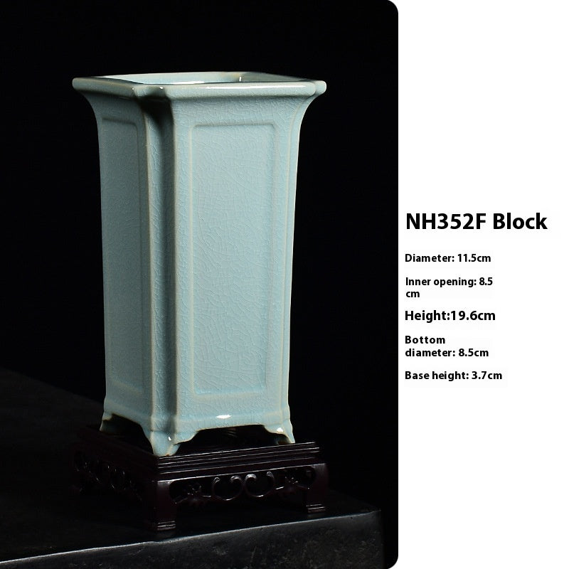 Four Square Tall Chinese Style Retro Floating Branch Landscape Flowerpot