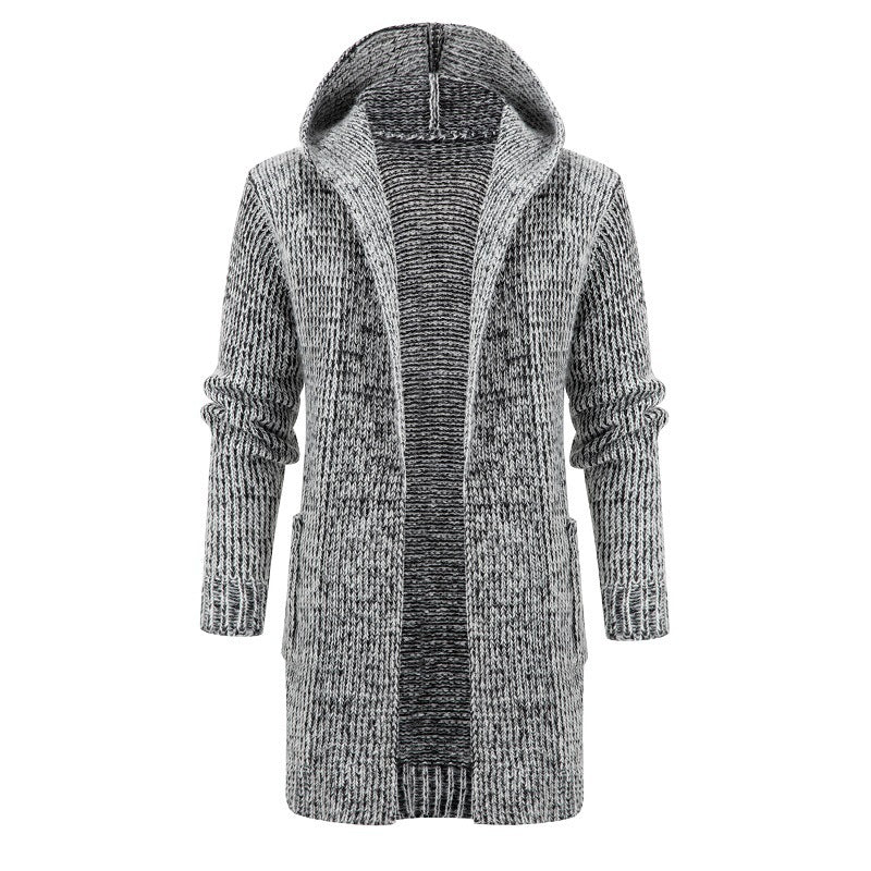 Coat Cardigan Hooded Long Sweater With Horn Buttons
