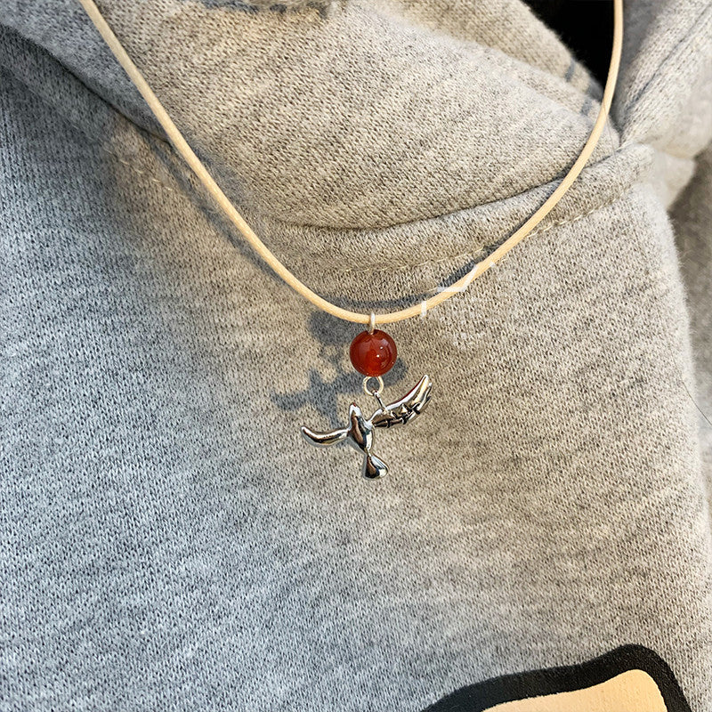 Fashion Creative Red Dove Necklace Female Onyx