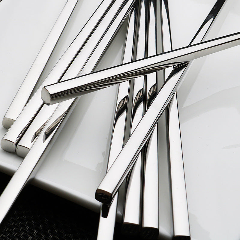 304 Stainless Steel Chopsticks Sets Square Non-slip Household Chopsticks