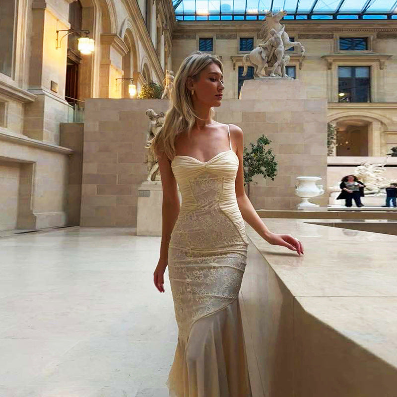 Spring And Summer Women's Clothing French Style Lightly Mature Suspender Dress