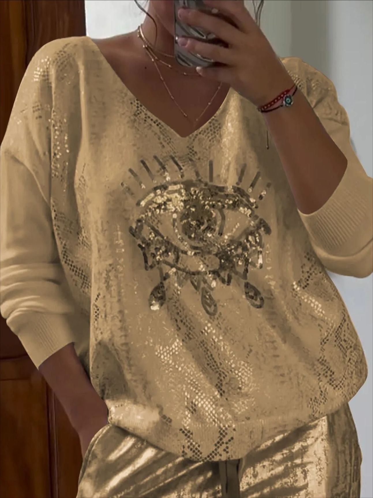 Evil Eye Bronzing Top And Trousers Suit