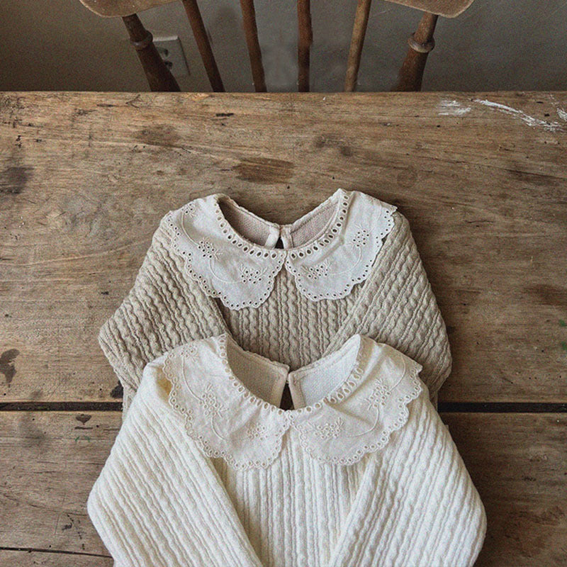 Girls' Baby Thickened Cotton Lace Collar Top
