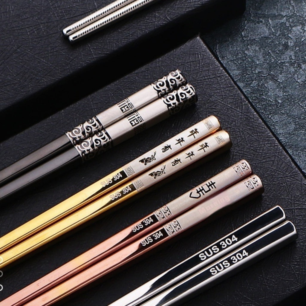 304 Stainless Steel Chopsticks Sets Square Non-slip Household Chopsticks