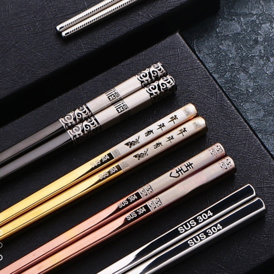 304 Stainless Steel Chopsticks Sets Square Non-slip Household Chopsticks