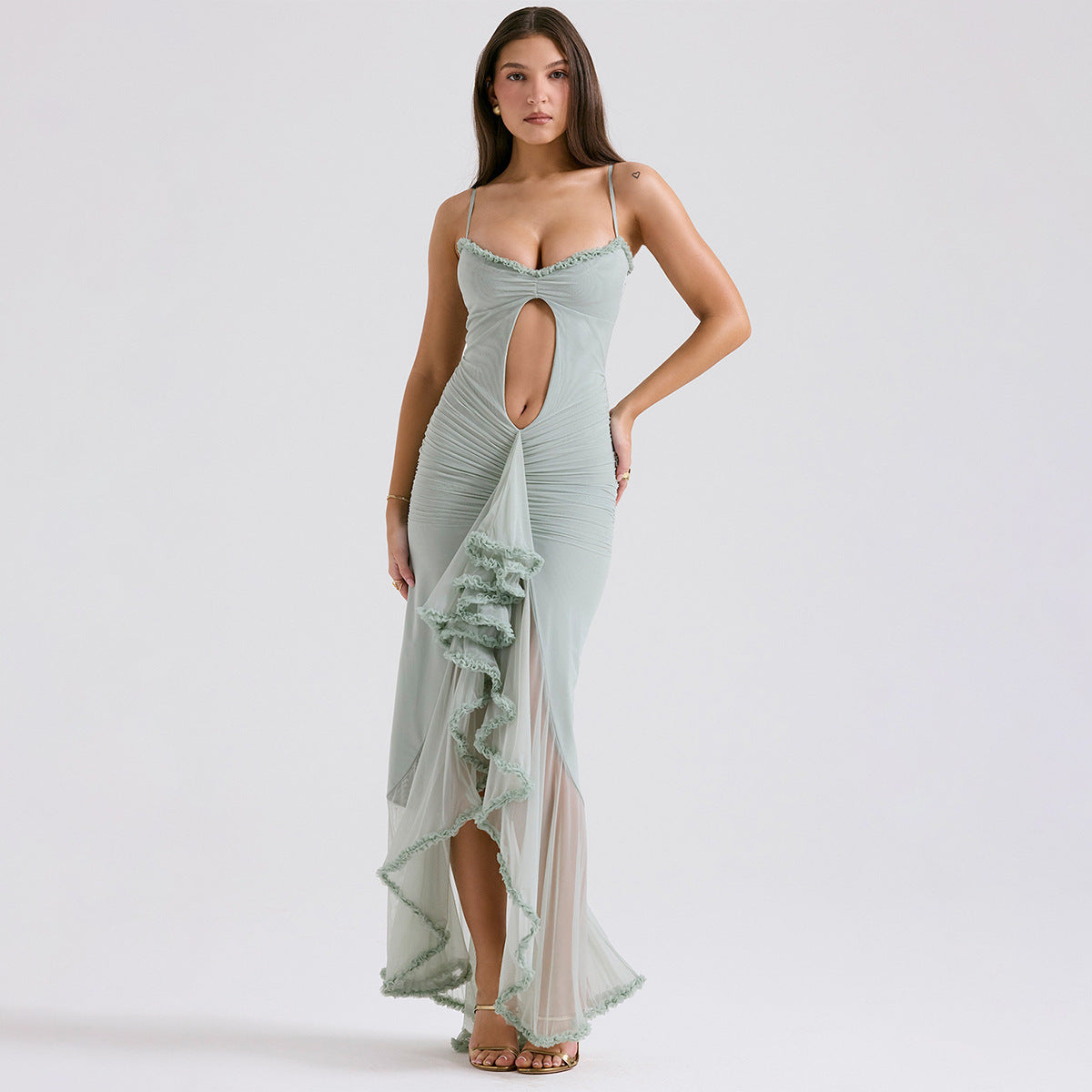 Spring Women's Mesh Hollow Navel-exposed Fishtail Skirt