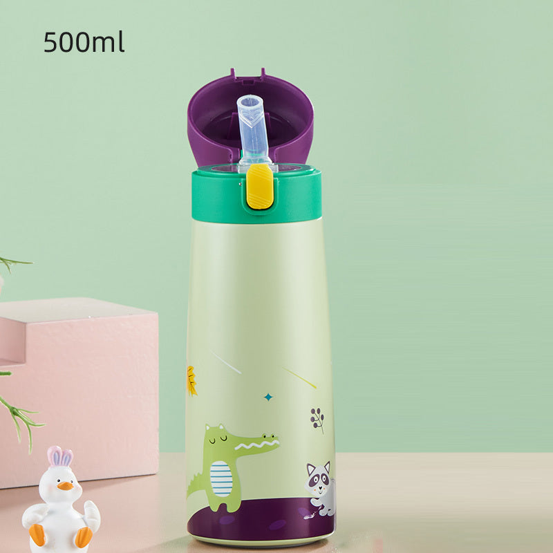 Stainless Steel Children's Thermos Mug Bounce Straw Cup