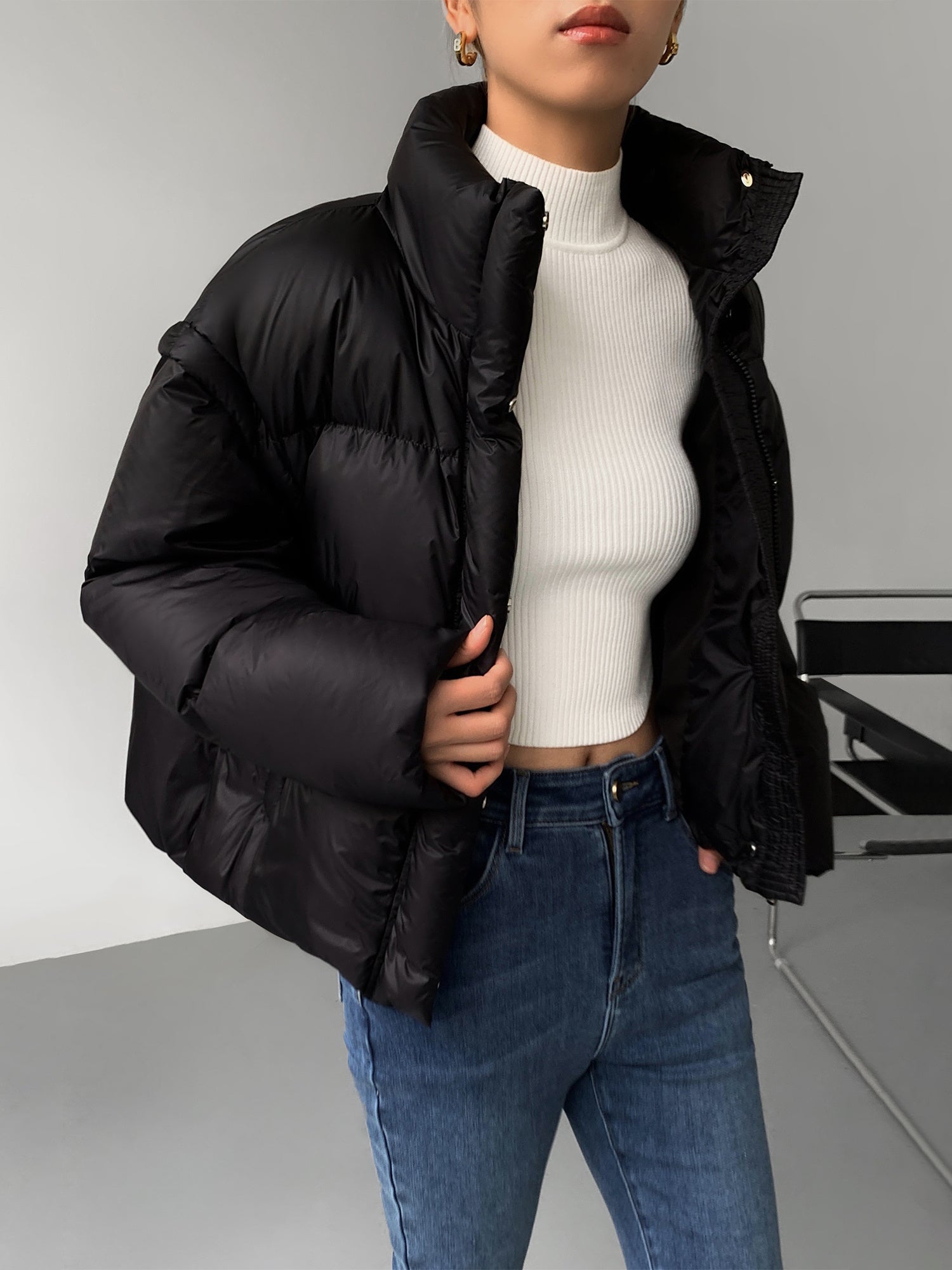 Loose White Duck Down Cotton-padded Jacket Coat