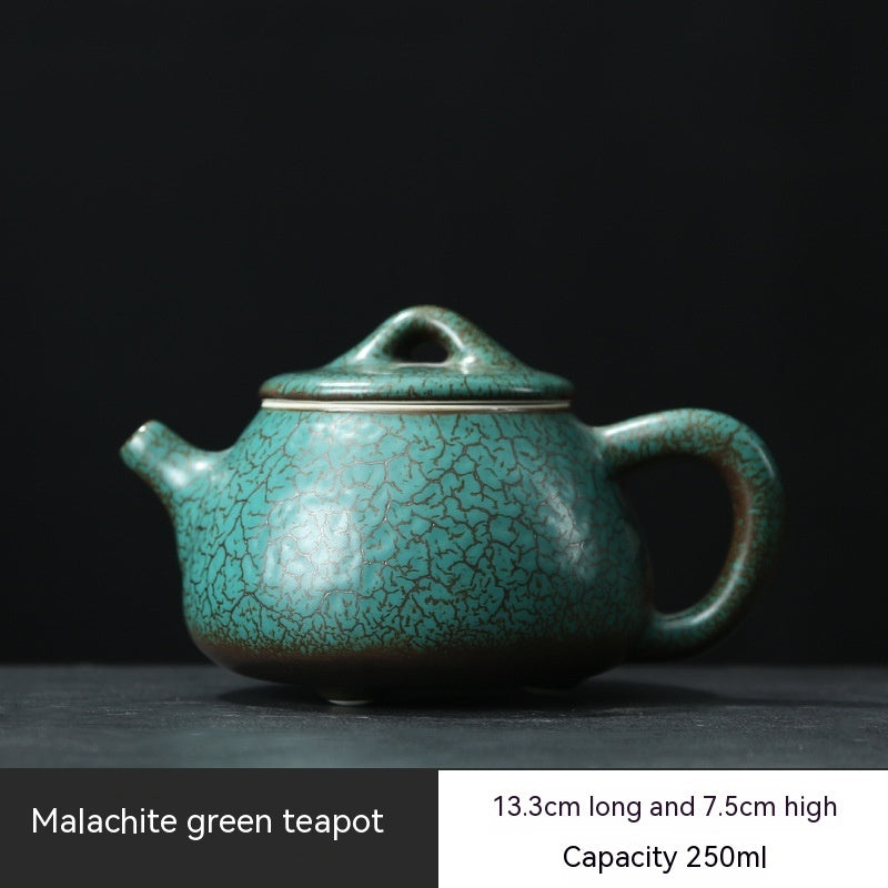 Japanese Style Kiln Baked Green Glaze Teapot Home Retro