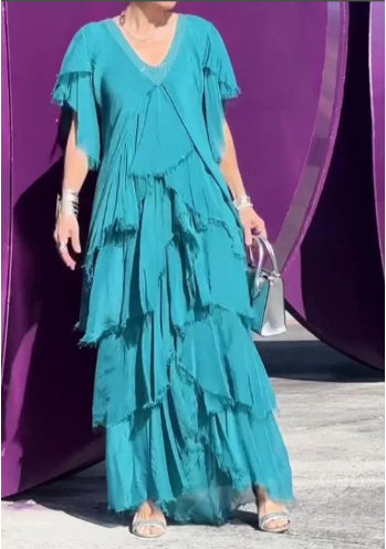 Casual Slimming Solid Color Pullover Dress