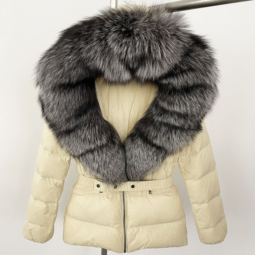 Short Women's Thickened Slim Fit Waist-tight Fur Down Jacket