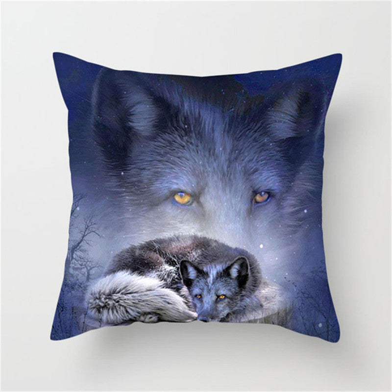 Home Decoration Without Pillow Core 3D Fluorescent Wolf Polyester Pillowcase