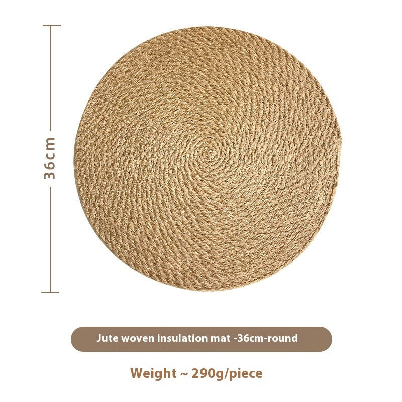 Coarse Jute Heat Proof Mat Half-handmade Woven Placemat Flax Anti-scald Placemat