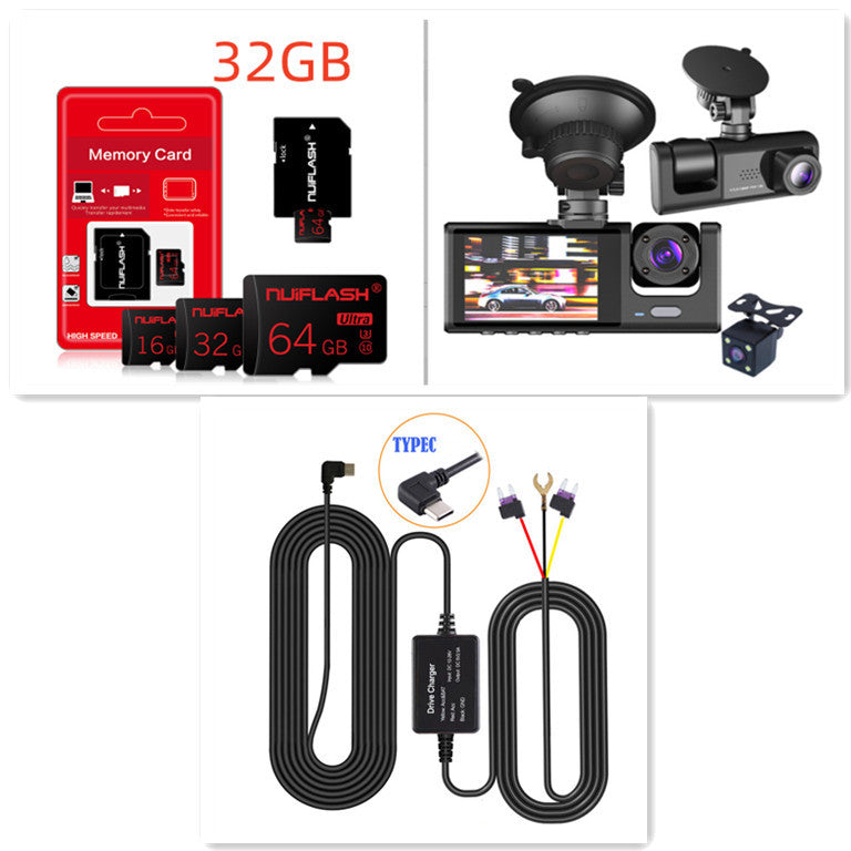 HD 1080p Three-record Driving Recorder