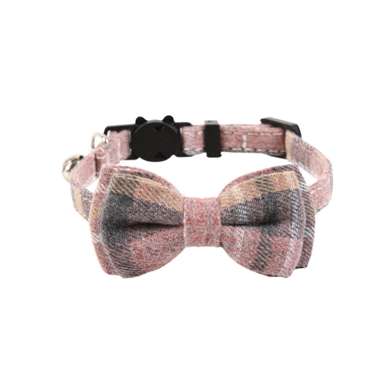 British Cat Collar With Bell Plaid Bow