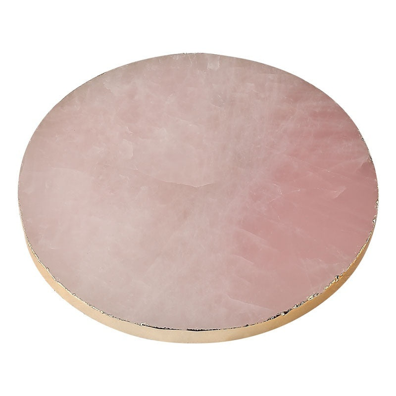 Round Coffee Cup Natural Stone Gold Plated Agate Slices Coaster