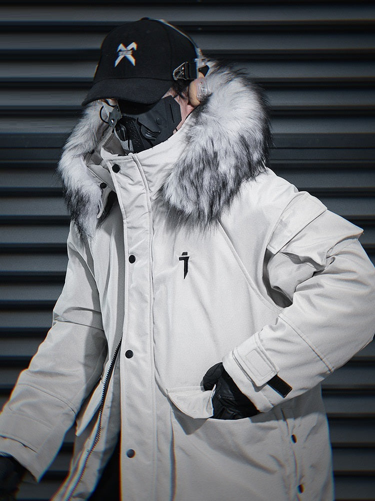Mechanical Style Big Fur Collar Hooded Casual With Big Pockets Cotton-padded Jacket