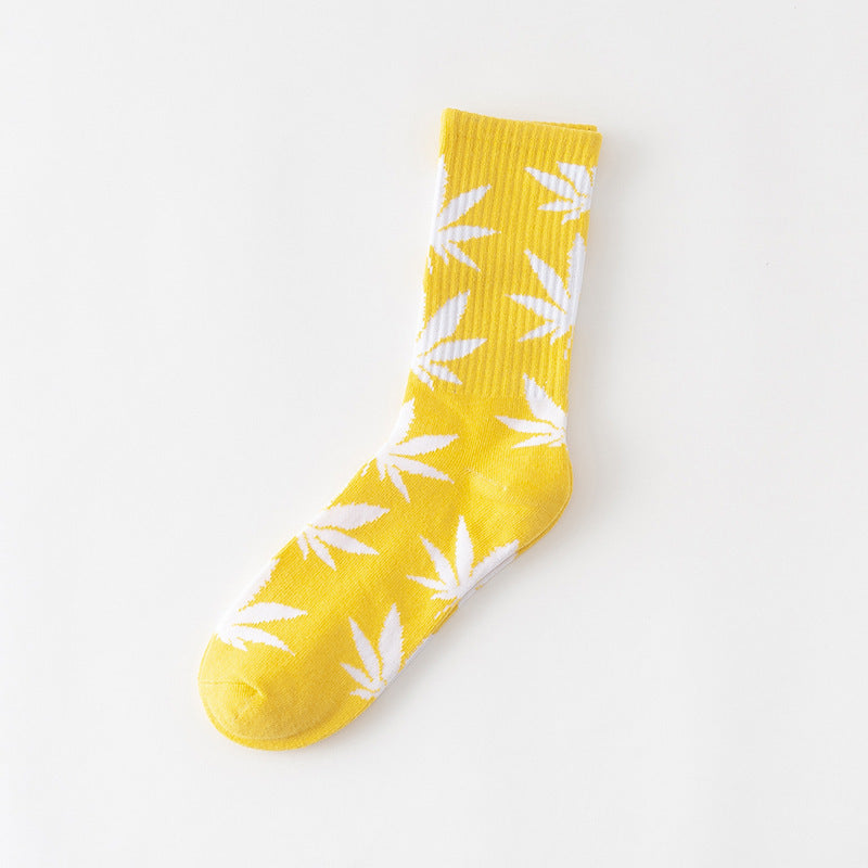 Women's Leaves Are Cotton Middle Tube Socks Thick